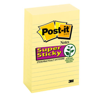 Post-It Notes Super Sticky Lined Yellow 101x152mm