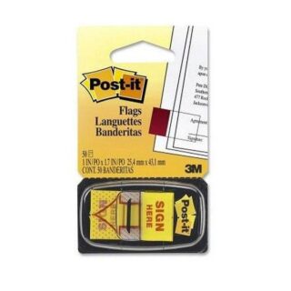 Post-it Flags Sign Here Yellow 25.4 x 43.6mm