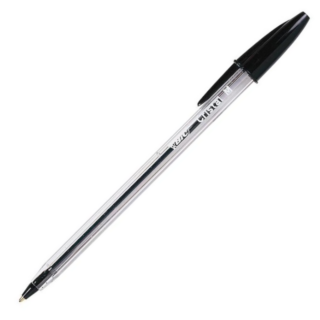 Bic Crystal Xtra Life Clear Barrel Medium 1.0mm Black