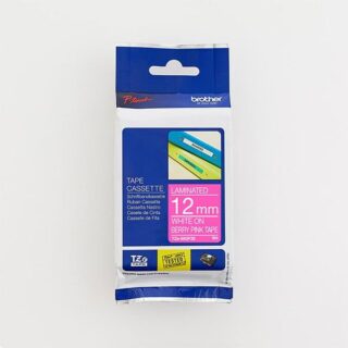 TZe MQP35 White on Berry Pink Tape 12mm web